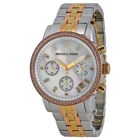 michael kors ritz tri color watch|Michael Kors Ritz chronograph.